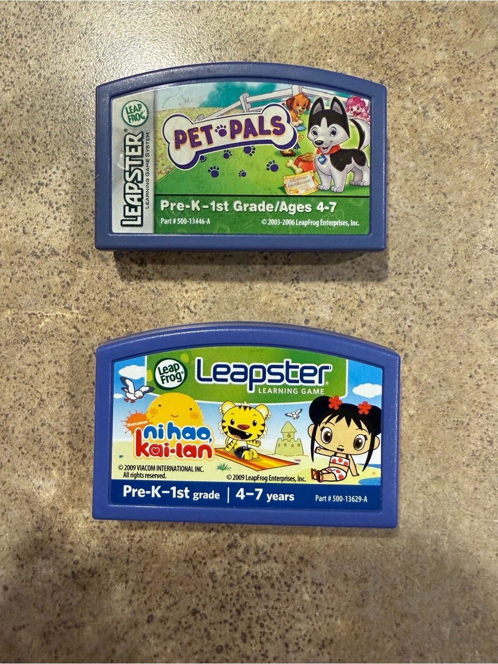 Lot of 2 Leap Frog Leapster Pet Pals & Ni Hao Kai-Lan Learning Game Cartridges